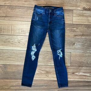 American Eagle 360 Next Level Stretch Hi-rise Jegging Distressed Size 0 Short